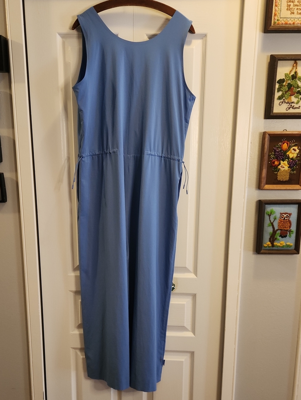 Title Nine Round Trip Jumpsuit Large Blue UPF 50 Travel Wide Leg Romper - Picture 3 of 7
